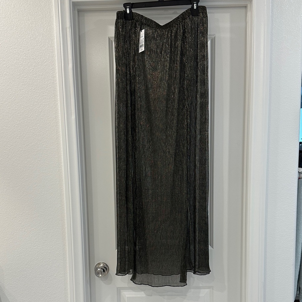 Shade & Shore Black/Gold Shimmer Sheer Swim Cover Up Skirt